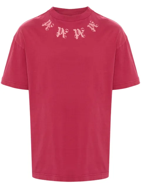 Palm Angels monogram-print cotton T-shirt Pink PMAA001F24JER0032720