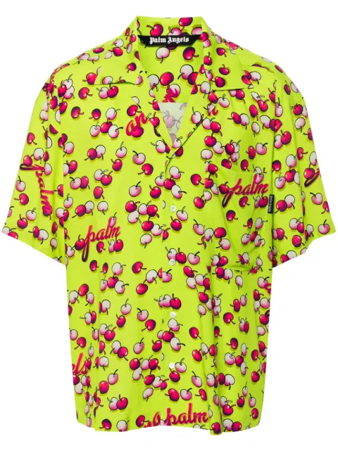 Palm Angels cherry-print shirt Yellow PMGG007F24FAB0015432