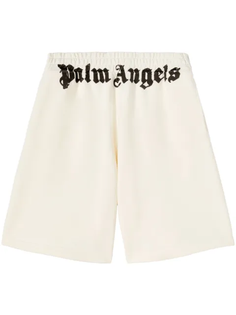 Palm Angels logo-print cotton track shorts White PMCI020F24FLE0020310