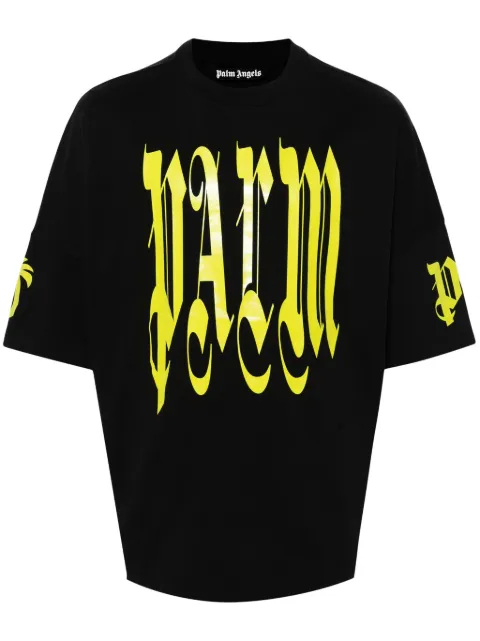 Palm Angels gothic logo-print T-shirt Black PMAA002F24JER0061054