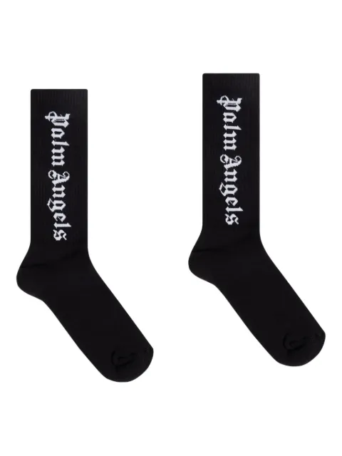 Palm Angels logo-jacquard socks Black PWRA007C99FAB001