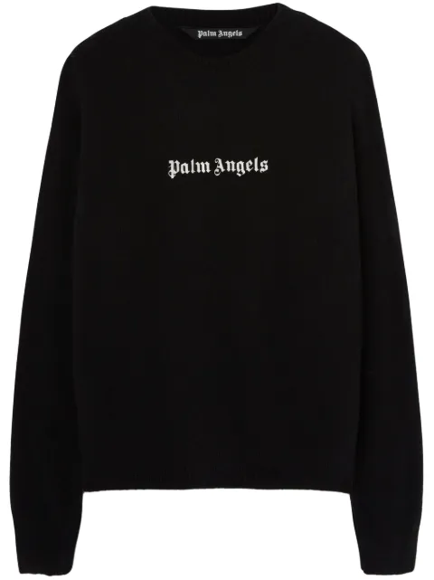 Palm Angels logo-print crew-neck jumper Black PMHE054C99KNI0011003