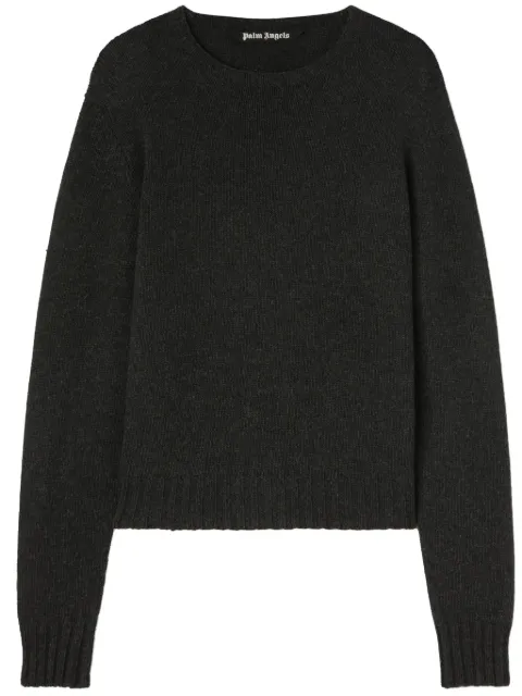 Palm Angels curved-logo wool sweater Grey PMHE027F24KNI0010703