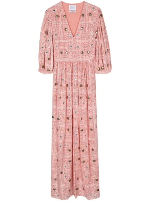Hayley Menzies stud-embellished printed midi dress Pink SS2401040WVDRRSE