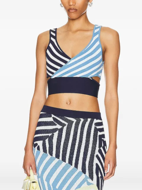 STAUD Trenton striped cut-out crop top Blue R24S3123VN