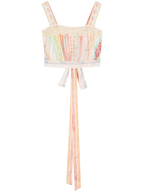 Hayley Menzies broderie lace cotton crop top Pink SS2400994WVTPPSM