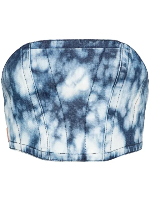Palm Angels washed-denim cropped corset Blue PWYP002F24DEN0024003