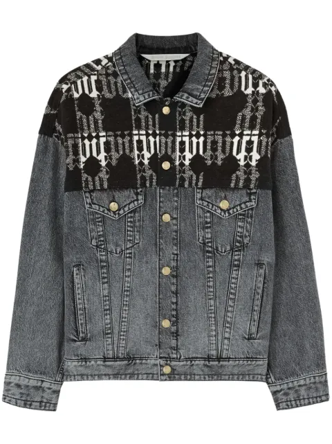 Palm Angels monogram-jacquard denim jacket Grey PWYE038F24DEN0010510