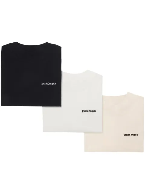 Palm Angels logo-embroidered T-shirts (pack of three) Neutrals PW2B001F24JER0018484