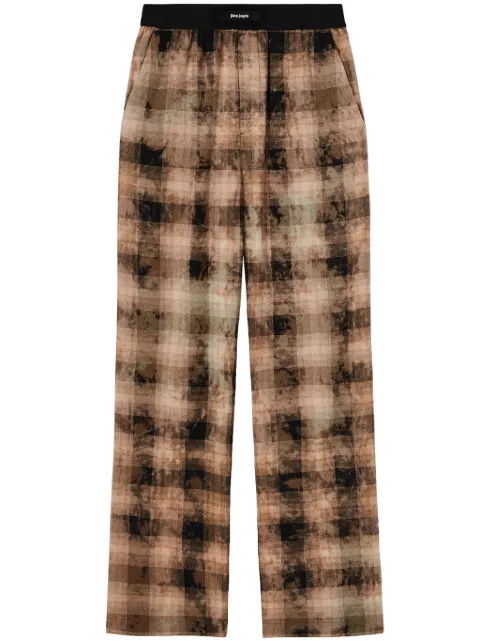 Palm Angels check-print track pants Brown PWCA117F24FAB0026022