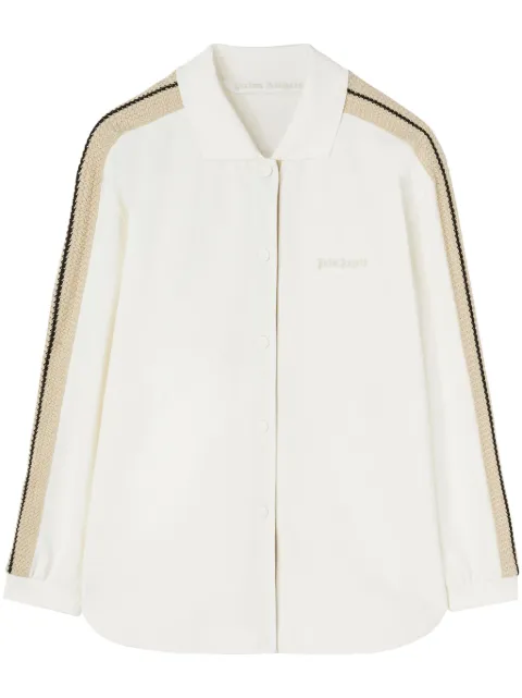 Palm Angels logo-embroidered cotton track shirt Neutrals PWGA105F24FAB0010361