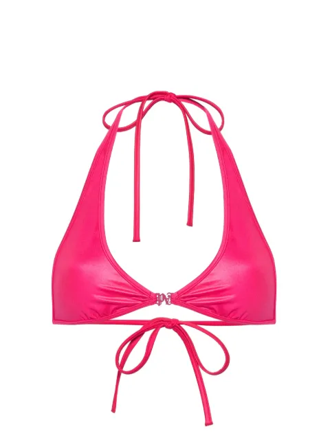 Palm Angels monogram-plaque bikini top Pink PWFH017F24FAB0023232