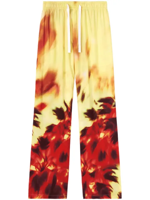 Palm Angels abstract-print track pants Yellow PMCA169F24FAB0011825