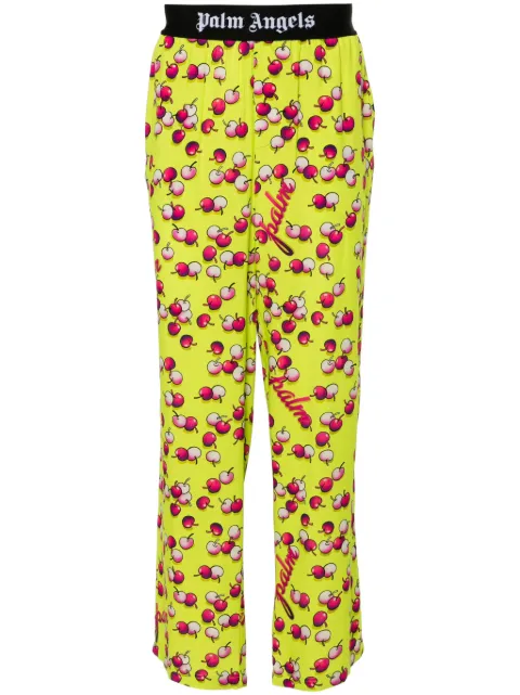 Palm Angels cherry-print trousers Green PMCA111F24FAB0025432