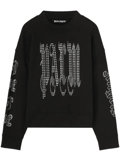 Palm Angels studded-logo cotton sweatshirt Black PMBA026F24FLE0031072