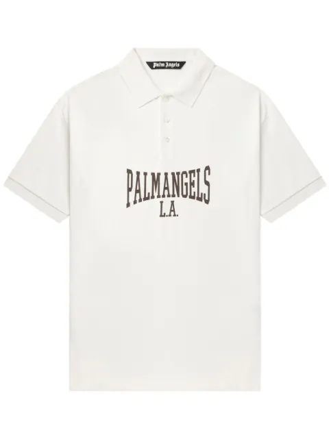 Palm Angels logo print polo shirts White PMGB012F24FAB0010329