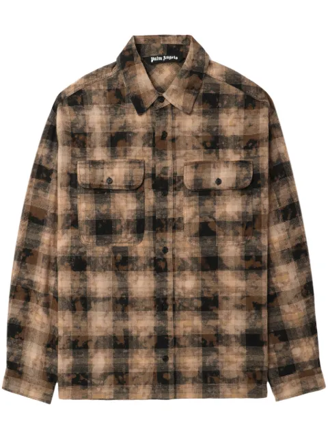 Palm Angels logo-print checked shirt Brown PMGE043F24FAB0016003