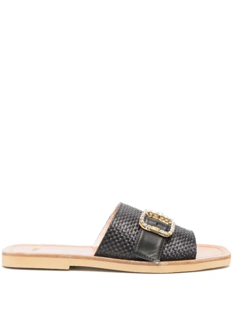 Nº21 crystal-embellished woven slides Black 24ESP05130513