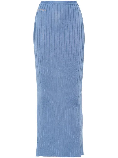 Marni jacquard-logo ribbed maxi skirt Blue GOMD0097A0UFV222