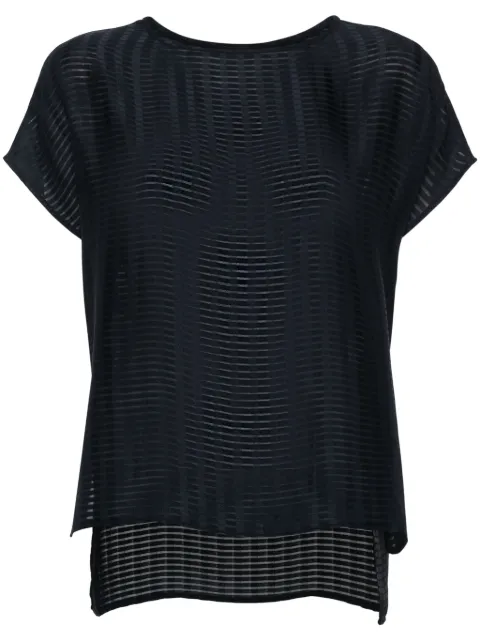 Emporio Armani sheer-panels striped T-shirt Blue E3NK1DF9912