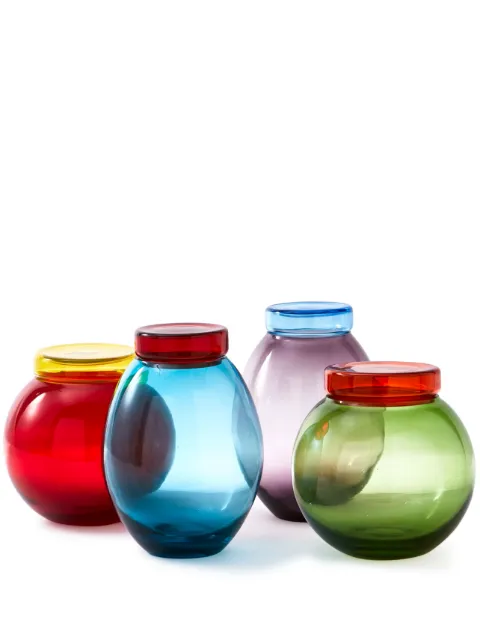 POLSPOTTEN colour-block glass jars (set of four) Blue 140300271