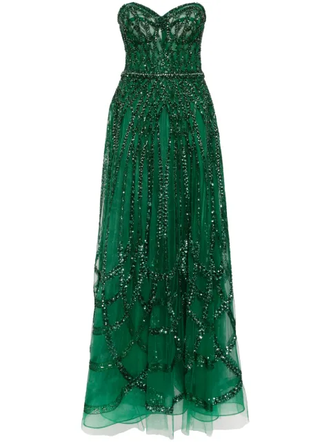 Zuhair Murad bead-embroidered corset gown Green FDR23025EMR003