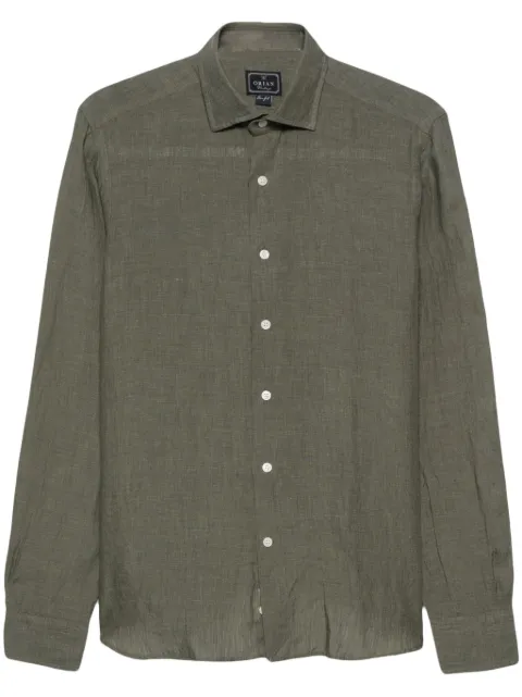 Orian long-sleeve linen shirt Green 02U441