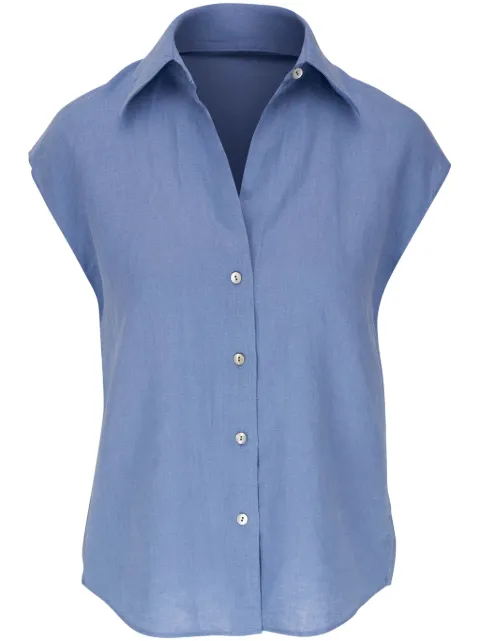 Vince sleeveless linen shirt Blue V026712962434AGM