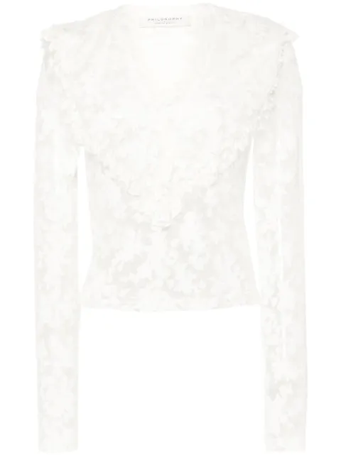 Philosophy Di Lorenzo Serafini floral-devoré semi-sheer blouse White A02122150