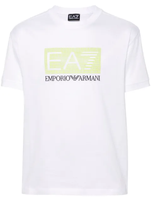 Ea7 Emporio Armani studded logo-detail cotton T-shirt White 3DPT40PJFBZ