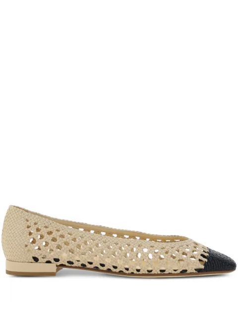 Francesco Russo open-weave leather ballerina flats Neutrals R1P955N200