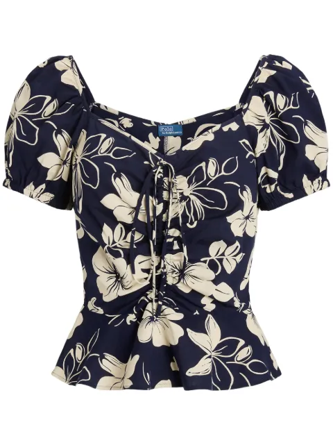 Polo Ralph Lauren floral-print ruched blouse Blue 211935137001