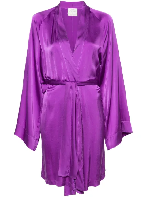 Forte Forte V-neck satin coat Purple 12067MYJACKET