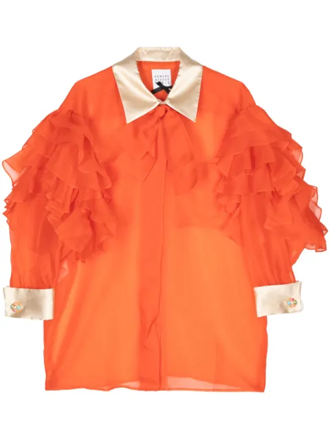 Edward Achour Paris ruffled silk shirt Orange 060726673