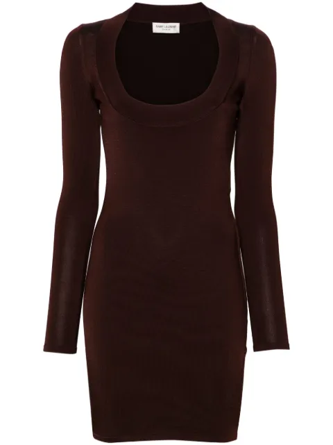 Saint Laurent Décolleté mini dress Brown 782641Y76EO
