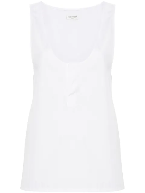 Saint Laurent semi-sheer henley tank top White 790074Y227W