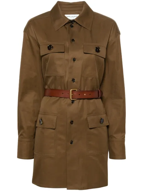 Saint Laurent Saharienne belted shirt Brown 786334Y9I22