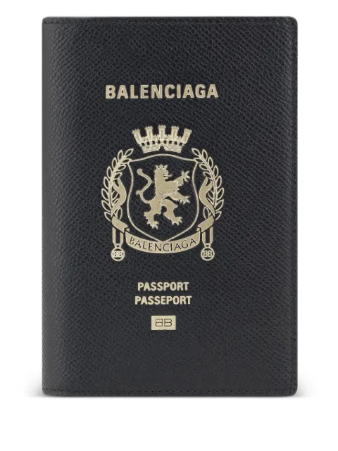 Balenciaga leather passport holder Black 7877422AA3R