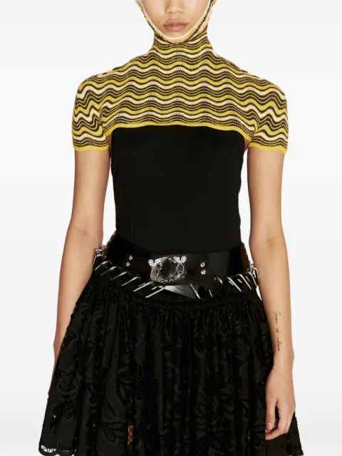 Isa Boulder wave-pattern knitted top Yellow PF23WTP13B
