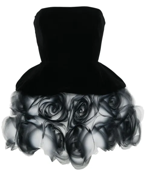 Ana Radu floral-appliqué strapless minidress Black 40855