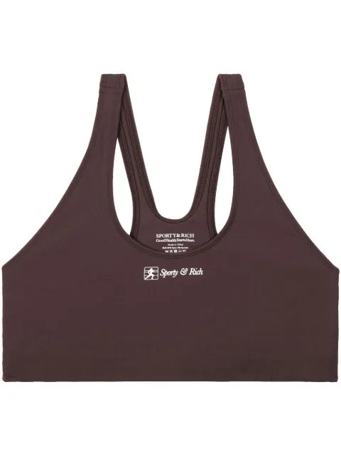 Sporty & Rich Runner Script sports bra Brown BRAW231CH