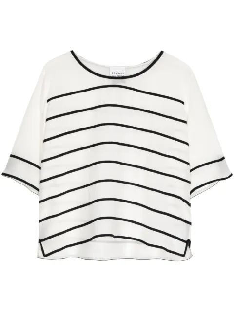 Edward Achour Paris striped silk T-shirt White 060734647