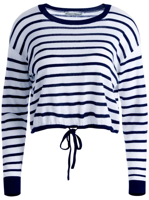 alice + olivia Bernetta striped top White CC403554712