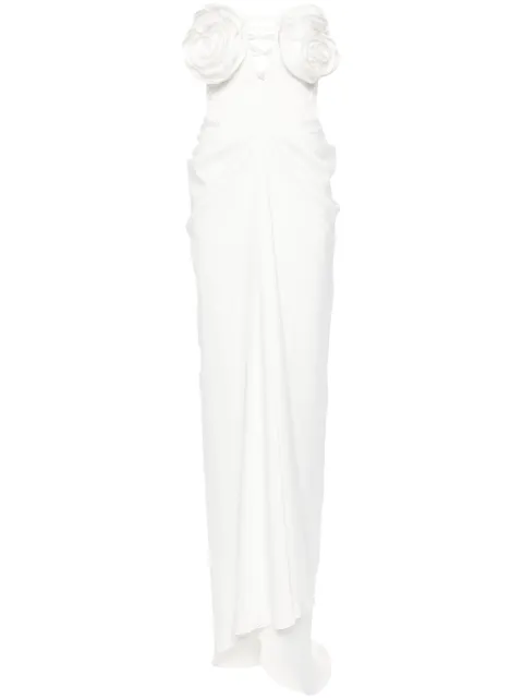 Ana Radu floral-appliqué draped dress White 40735