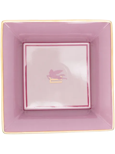 ETRO HOME Pegaso-motif porcelain tray (16cm x 16cm) Pink 326628168