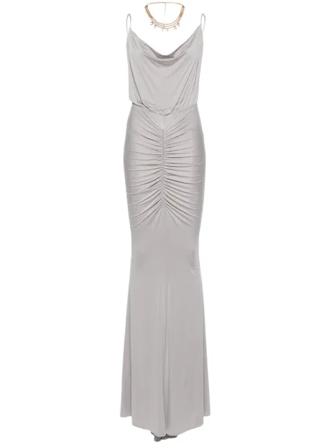 Elisabetta Franchi gathered sleeveless gown Grey AB62842E2