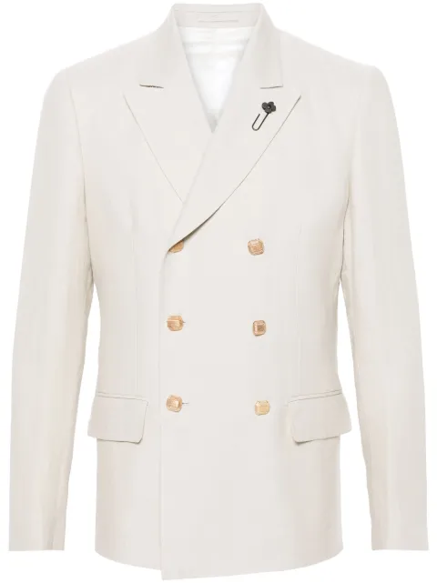 Lardini double-breasted linen blazer Neutrals EQ6902GEQSK62428