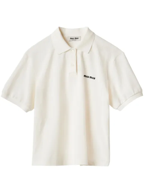 Miu Miu cotton piqué polo shirt White MJN535SOOO14RW
