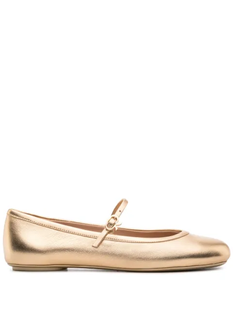 Gianvito Rossi Carla buckled ballerina shoes Gold G2222305GOM