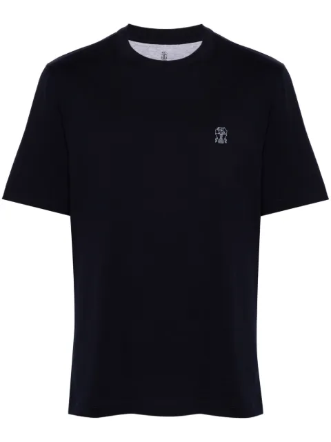 Brunello Cucinelli logo-print cotton T-shirt Blue M0B138440CK781